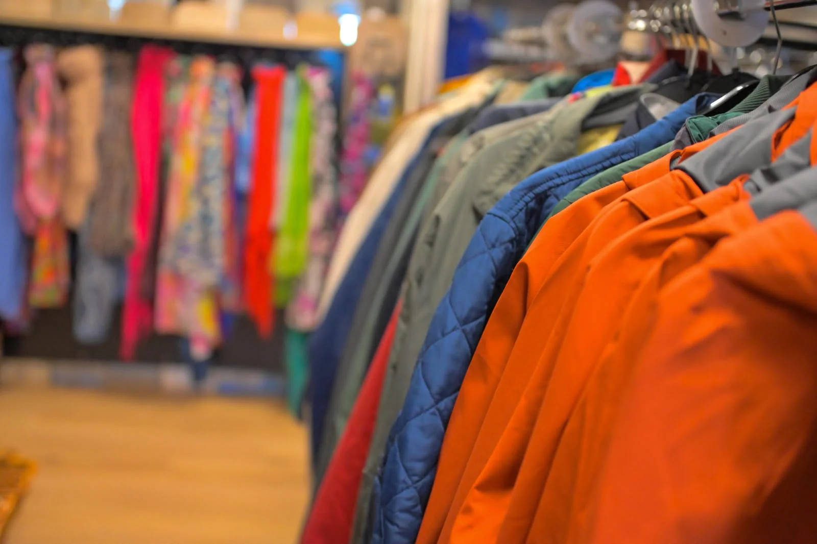Clothing rails at Kledingbank Maxima Midden-Groningen